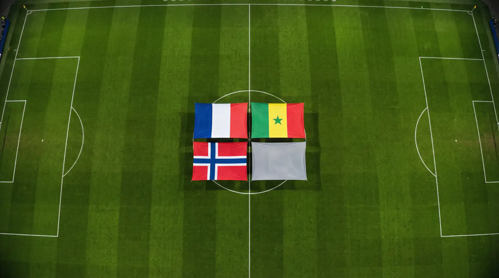 Gruppe I VM 2026 med Frankrike, Senegal, Norge og flagg